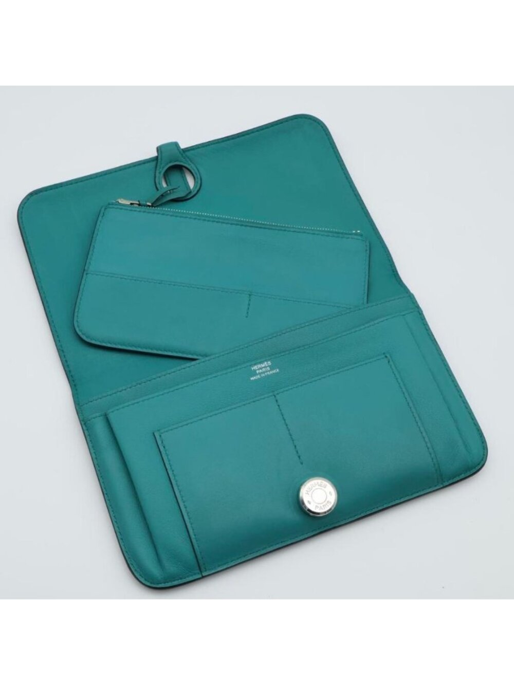 ★SOLD★ Hermes Dogon GM Wallet Swift Blue Paon - Picture 2 of 10